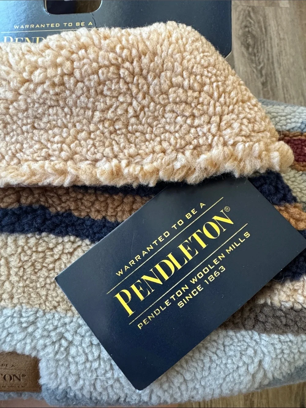 Pendleton Dog Cream Multi-Color Stripe Sherpa Pullover